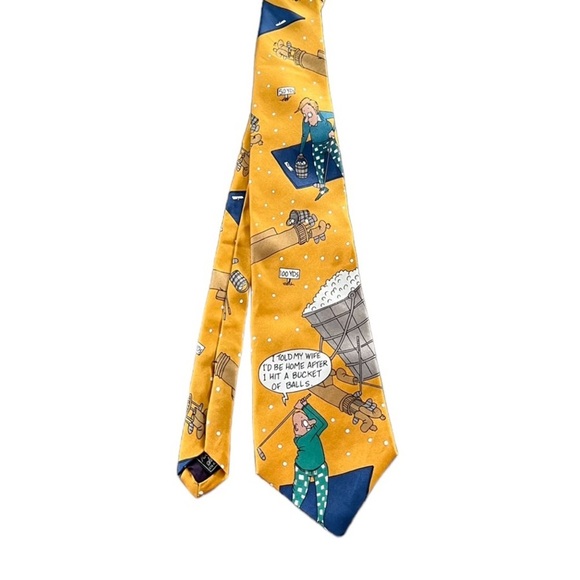 Bench Warmers by Richard Torrey Comic Strip Tie Classic Length 100% Silk Golfing - Picture 1 of 7